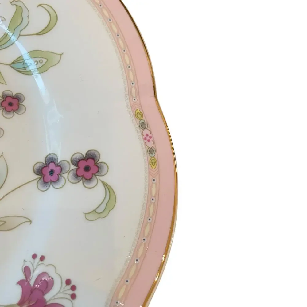 Grace Teaware Pink Corn Flowers with Gold Trim 10.5” Dinner Plates Set of 4 New
